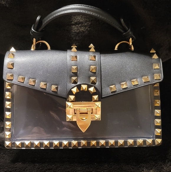 Black and clear plastic purse - Picture 1 of 4